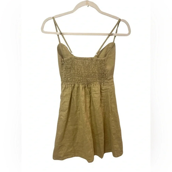 FAITHFULL THE BRAND Camel plain oat
Linen Button Front Mini Dress Small - Picture 3 of 10